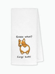 cute smiling welsh corgi kitchen towels dishcloths 24"x16",funny puppy dog dish towels bath towels hand towels,gifts for dog lovers girls women,corgi mom gifts