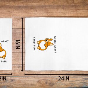 Cute Smiling Welsh Corgi Kitchen Towels Dishcloths 24"x16",Funny Puppy Dog Dish Towels Bath Towels Hand Towels,Gifts for Dog Lovers Girls Women,Corgi Mom Gifts