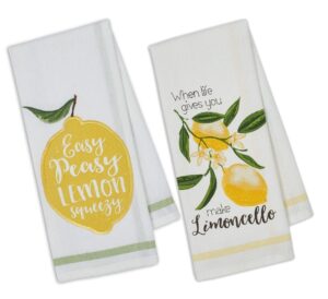 dii set of 2 lemon themed dishtowels with petite stripe
