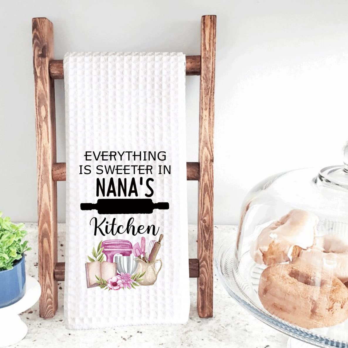 TSOTMO Nana Gift Nana Everything is Sweeter in Nana’s Kitchen Grandma Kitchen Towel Dish Towel (Sweeter Nana)