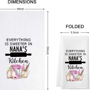 TSOTMO Nana Gift Nana Everything is Sweeter in Nana’s Kitchen Grandma Kitchen Towel Dish Towel (Sweeter Nana)