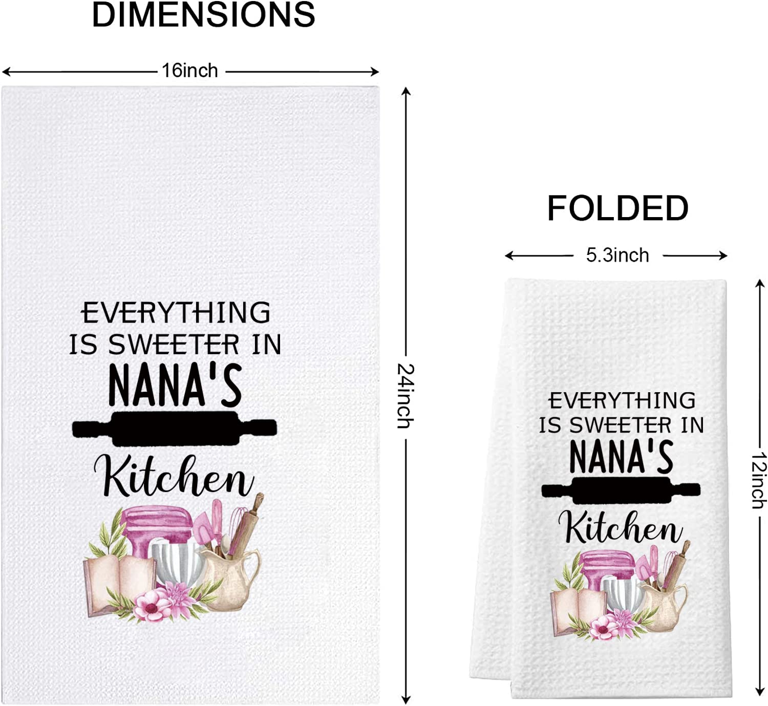 TSOTMO Nana Gift Nana Everything is Sweeter in Nana’s Kitchen Grandma Kitchen Towel Dish Towel (Sweeter Nana)