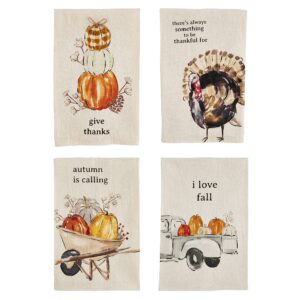 Mud Pie Fall Watercolor Flour Sack Towel, Thankful for, 26" x 16.5"