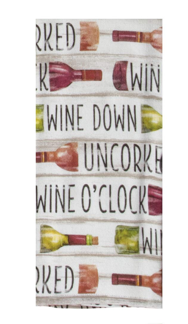 KayDeeDesigns 2 Piece Tuscan Wine Themed Kitchen Bar Towel Bundle, 1 Dual Purpose Towel and 1 Tea Towel, Multi-colored