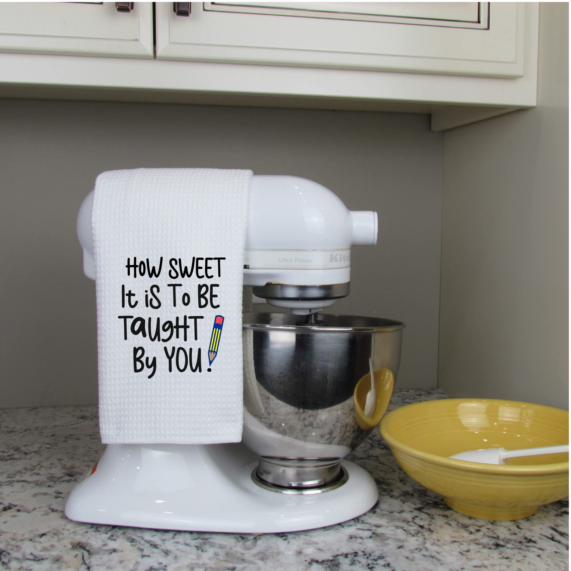 How Sweet It Is To Be Taught By You, Dish Towel, Kitchen Towel, Gift for Teacher, Teacher Waffle Towel, Thank You Teacher Gift, Teacher Gift Ideas