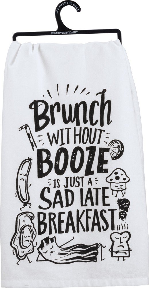 Primitives by Kathy 35513 LOL Made You Smile Dish Towel, 28" Square, Brunch Without Booze