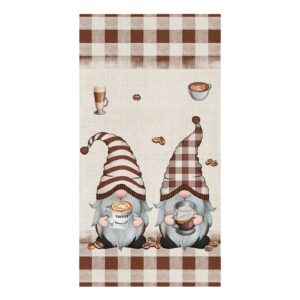 segard kitchen towels dish towel set of 1,gnome coffee cup bean retro linen absorbent hand towels cleaning dishcloth tea towels,dwarf brown plaid reusable drying dish cloths