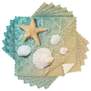 SUABO Seashell Starfish Kitchen Dishcloths, 6 Pack Dish Towels Quick Drying Tea Towels Absorbent Cleaning Towels Tableware Towel for Kitchen Bathroom