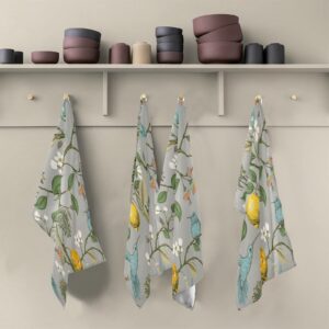 ALAZA Birds Lemons Flowers and Hummingbirds Decorative Kitchen Dish Towels Set of 6,Soft and Absorbent Kitchen Hand Towels Home Cleaning Towels Dishcloths,18 x 28 Inch