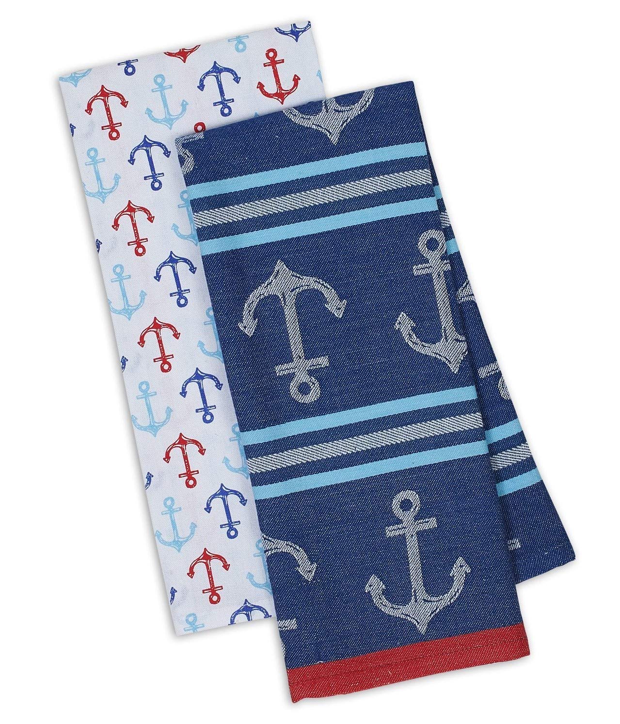 DII Nautical Kitchen Towels, Set of 2 Anchor Theme Hand Towels