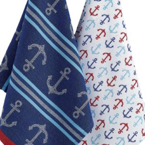 DII Nautical Kitchen Towels, Set of 2 Anchor Theme Hand Towels