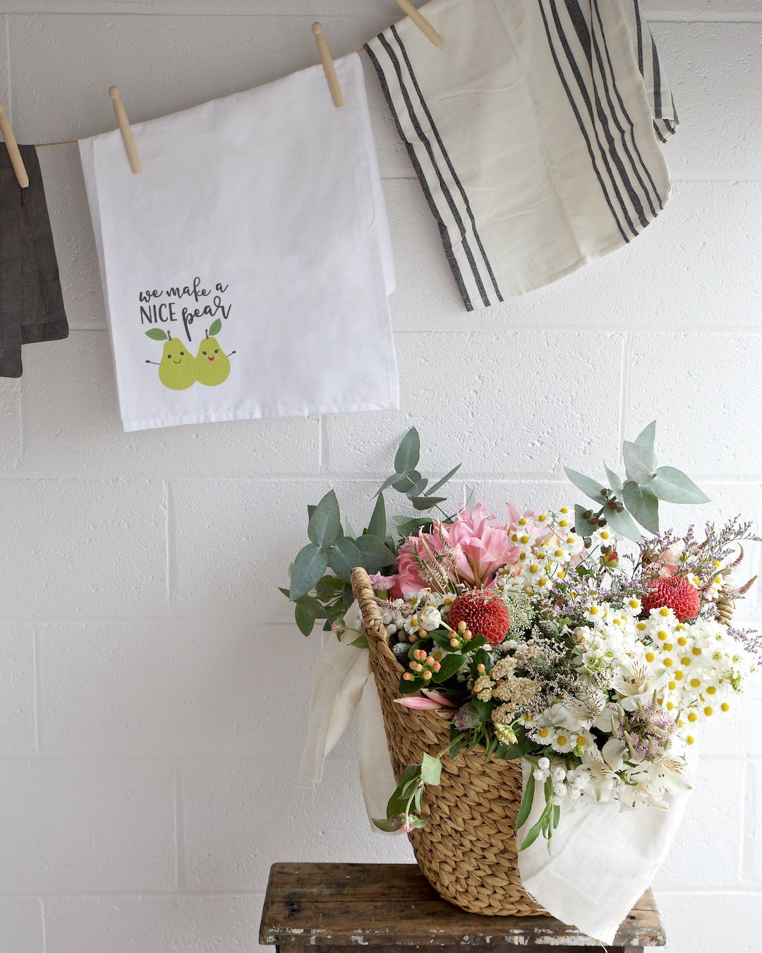 The Cotton & Canvas Co. We Make A Nice Pear Soft and Absorbent Kitchen Tea Towel, Flour Sack Towel and Dish Cloth