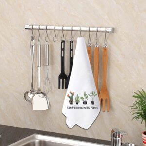 PXTIDY Plant Lover Gifts Funny Kitchen Towel Easily Distracted by Plants Flour Sack Towel Kitchen Dish Towel Plants Gifts for Gardeners Crazy Plant Lady Gifts