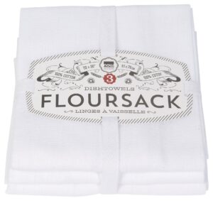now designs classic floursack kitchen towels, set of three, white
