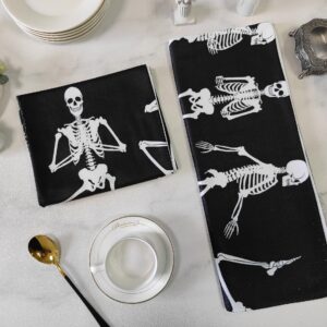 Chic Decor Home Halloween Kitchen Towels Funny Skeleton Yoga Tea Towel Microfiber Absorbent Washable Black White Soft Hand Dish Towel Cleaning Cloth，18 x 28 Inch (WXH-210715-SWHH04529WJGBCDH)