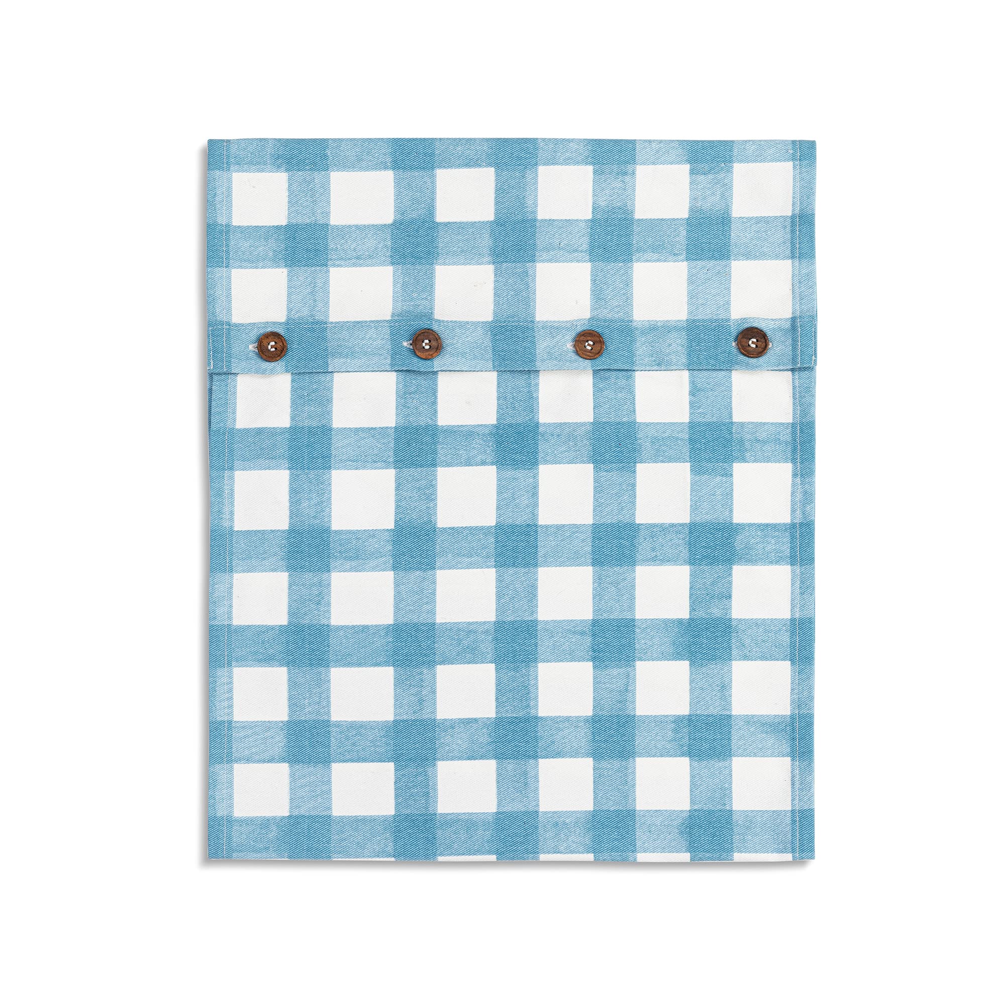 DEMDACO Blue Gingham Plaid 16 x 40 All Cotton Infinity Loop Kitchen Hand Dish Towel