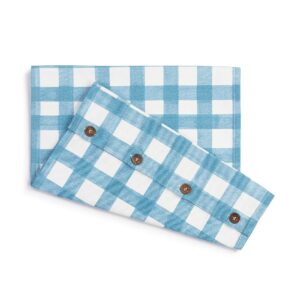 DEMDACO Blue Gingham Plaid 16 x 40 All Cotton Infinity Loop Kitchen Hand Dish Towel