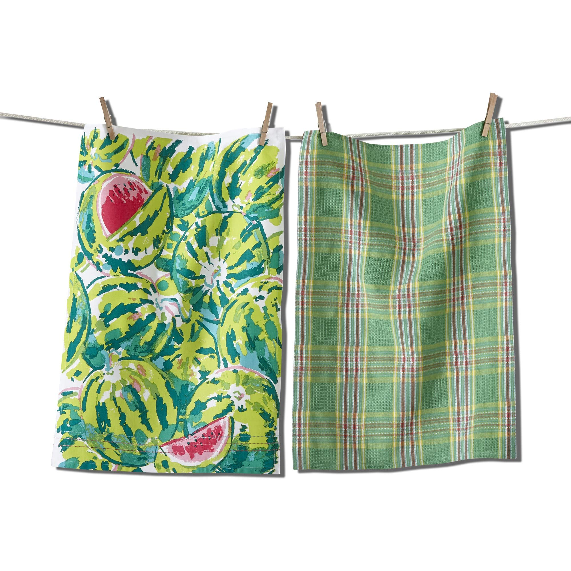 tag Watermelon Flour Sack Dishtowel Set of 2 Dish Cloth for Drying Dishes and Cooking Green