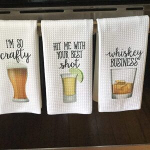 Funny Alcohol Kitchen Towel Gift Beer Lover Whiskey Shot