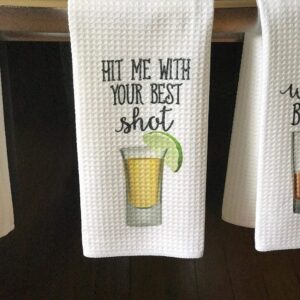 Funny Alcohol Kitchen Towel Gift Beer Lover Whiskey Shot