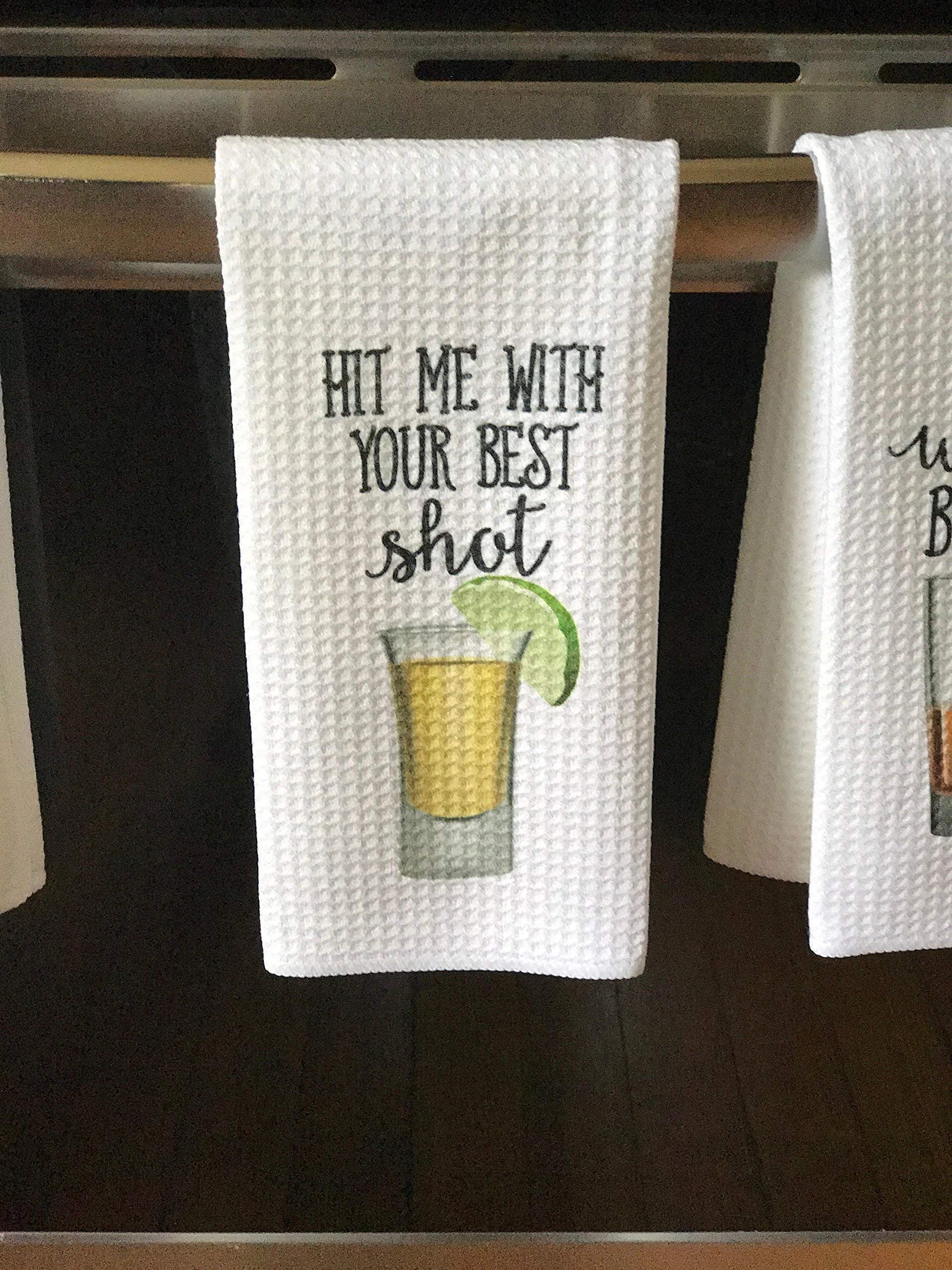 Funny Alcohol Kitchen Towel Gift Beer Lover Whiskey Shot