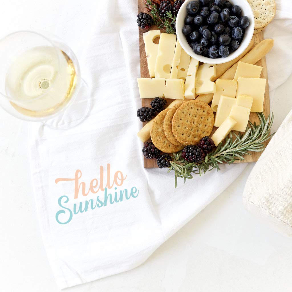 The Cotton & Canvas Co. Hello Sunshine Soft and Absorbent Kitchen Tea Towel, Flour Sack Towel and Dish Cloth