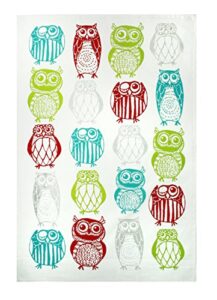mukitchen 100% cotton oversized designer kitchen towel, happy owls - 20 x 30 inches
