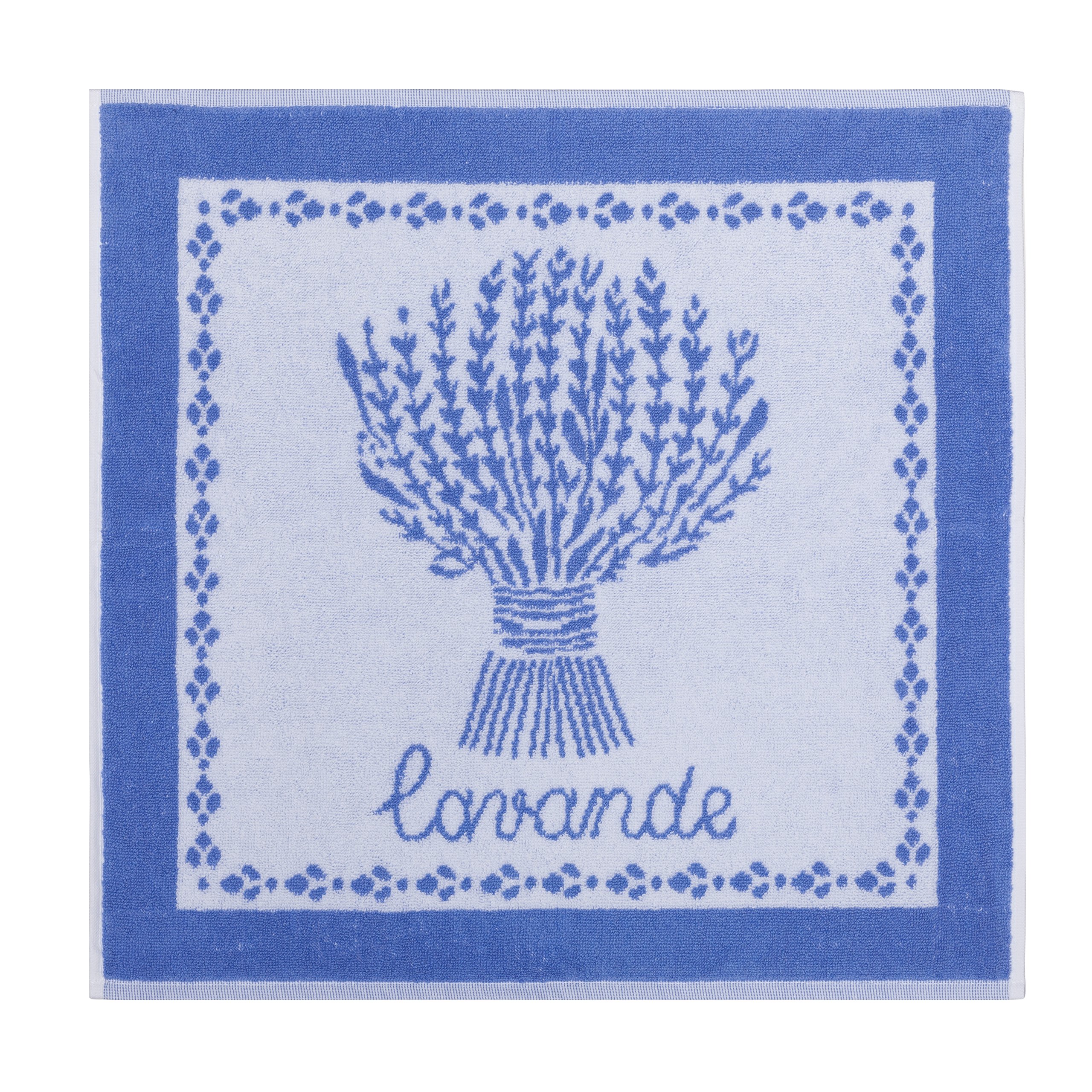 Coucke French Cotton Square Terry Towel, Lavande Lavande, 20-Inches by 20-Inches, Lavender, White