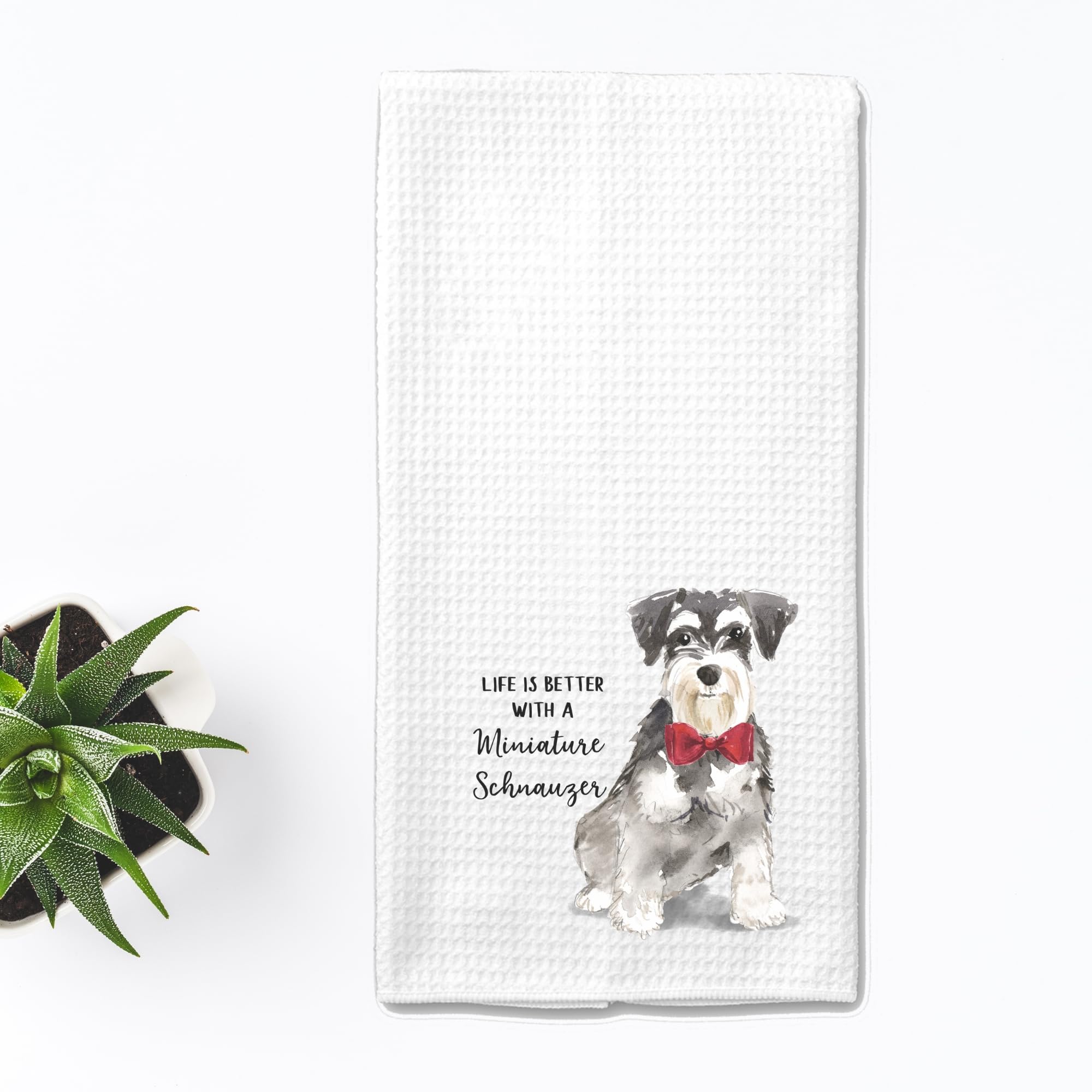 Watercolor Life is Better with a Miniature Schnauzer Microfiber Kitchen Tea Bar Towel Gift for Animal Dog Lover