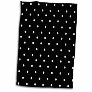 3d rose black and white polka pattern-small dots-stylish classic-classy elegant retro dotty spotty hand/sports towel, 15 x 22, multicolor