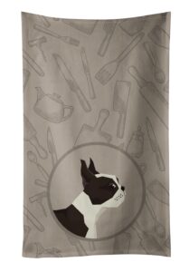 caroline's treasures ck2172ktwl boston terrier in the kitchen kitchen towel dish cloths guest hand towel decorative bathroom towel for face,tea, dishcloth, kitchen and bath