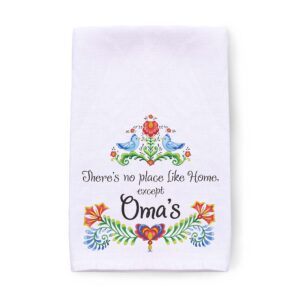 oma's gift idea - no place like home decorative print 24x24 - 100% cotton flour sack dish towels - flour sack kitchen towels - flour sack towels - tea towel | german gift outlet