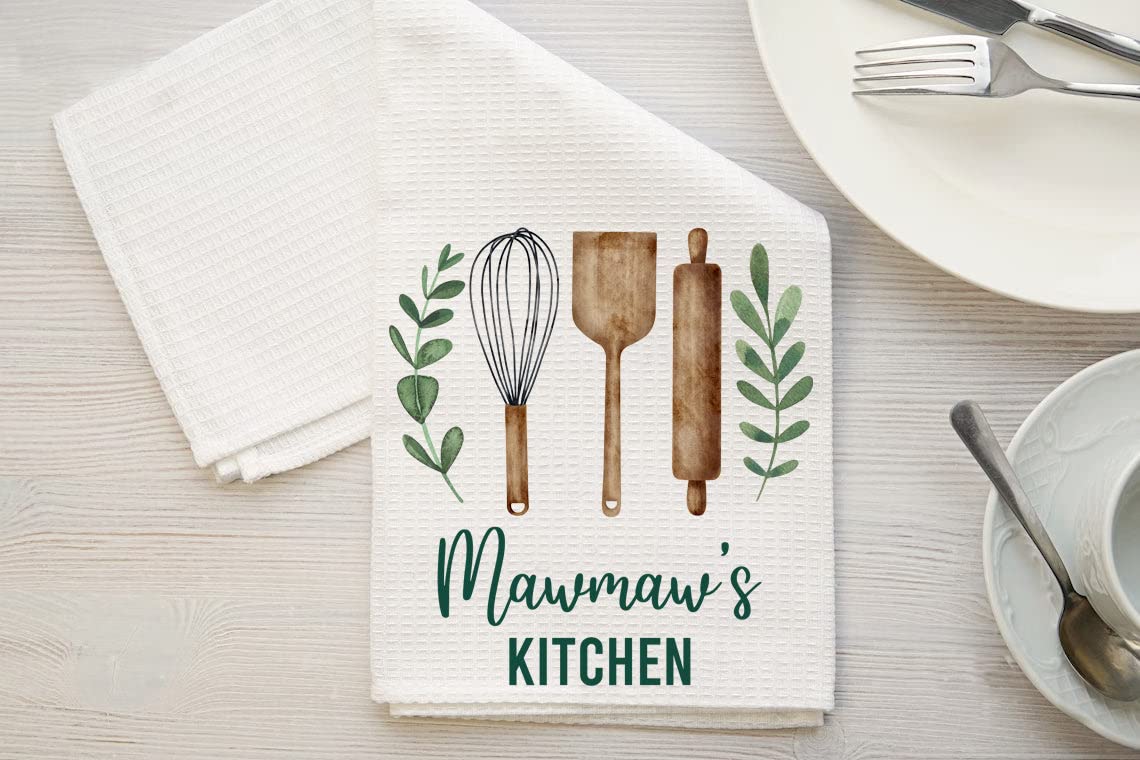 DiandDesignGift Mawmaw's Kitchen Towel - Tea Towel Kitchen Decor - Mawmaw's Kitchen Soft and Absorbent Kitchen Tea Towel - Decorations House Towel - Kitchen Dish Towel Mawmaw's Birthday Gift