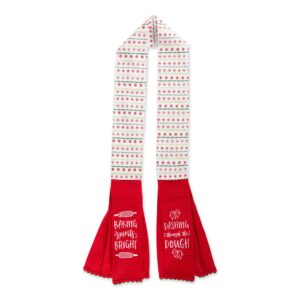 dii christmas kitchen décor, holiday cooking & baking accessories machine washable cotton, towel scarf, 4x70, dashing through the dough