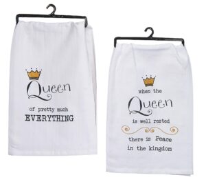 kay dee designs humorous queen kingdom kitchen towel bundle, set of 2