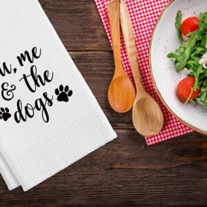 QIYUHOY You Me and The Dogs Kitchen Towels Tea Towels, 16 X 24 Inches Cotton Modern Dish Towels Dishcloths, Dish Cloth Flour Sack Hand Towel for Farmhouse Kitchen Decor,Gifts for Dog Lovers Girls