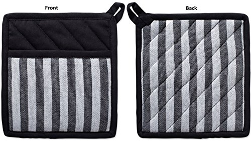 DII Cotton Heat Resistant Kitchen Pot Holders Set, (Set of 2-8x8.5), Farmhouse Chic Geometric Design, Heat Resistant and Machine Washable for Every Home Kitchen - Stripe