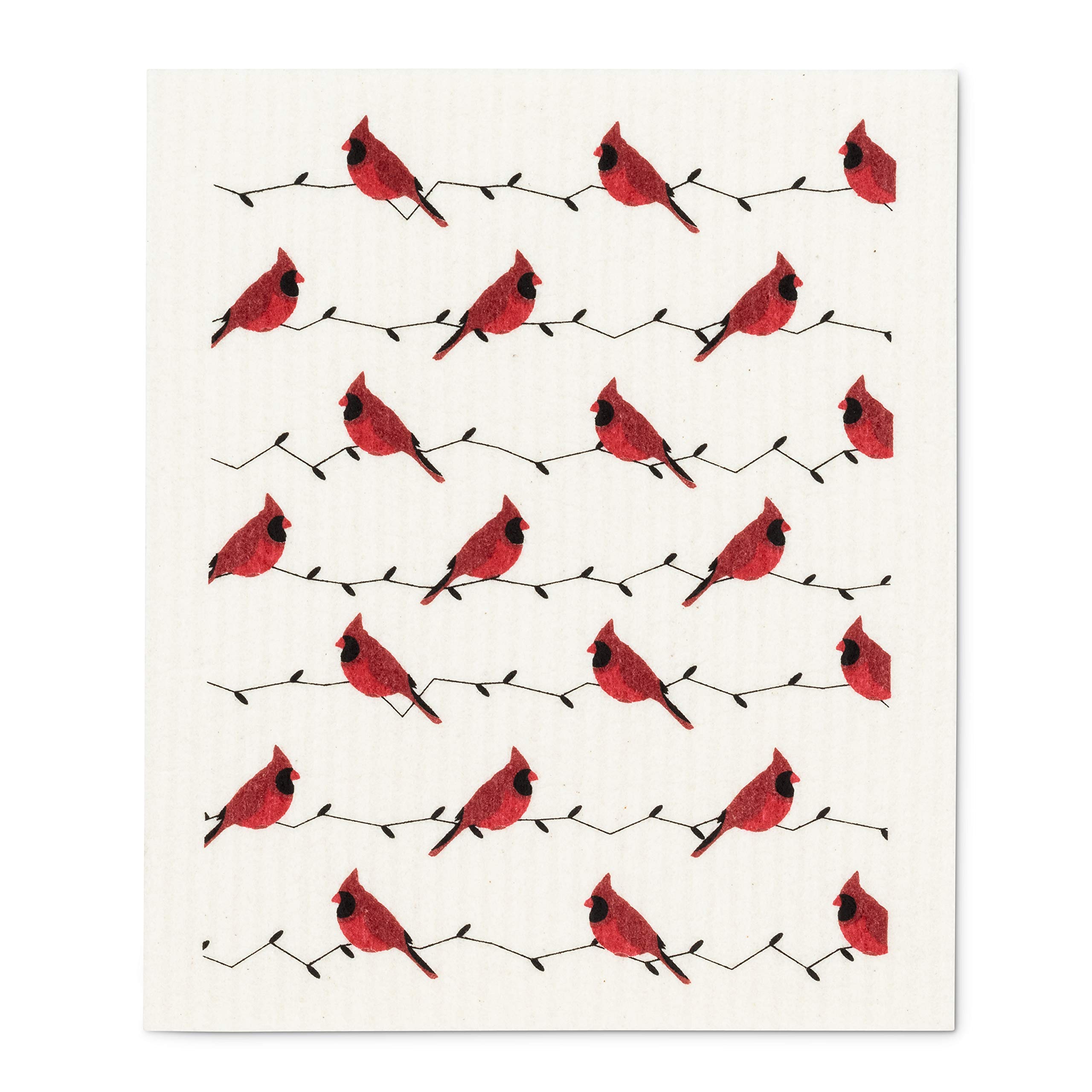 Abbott Collection 84-ASD-ABX-20 Cardinals Dish Cloths-Set of 2, Ivory and Red