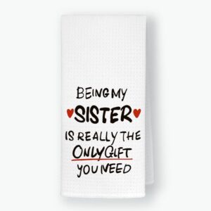 QODUNG Being My Sister is The Only Gift You Need Soft Kitchen Towels Dishcloths 16x24 Inch,Best Sister Drying Cloth Hand Towels Tea Towels for Kitchen,Funny Sister Gift