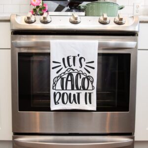 Handmade Funny Kitchen Towel - Let's Taco Bout It Funny Taco Puns Hand Towel for Taco Lovers - 28x28 Inch Perfect for Chef Housewarming Christmas Mother’s Day Birthday Gift (Lets Taco Bout It)