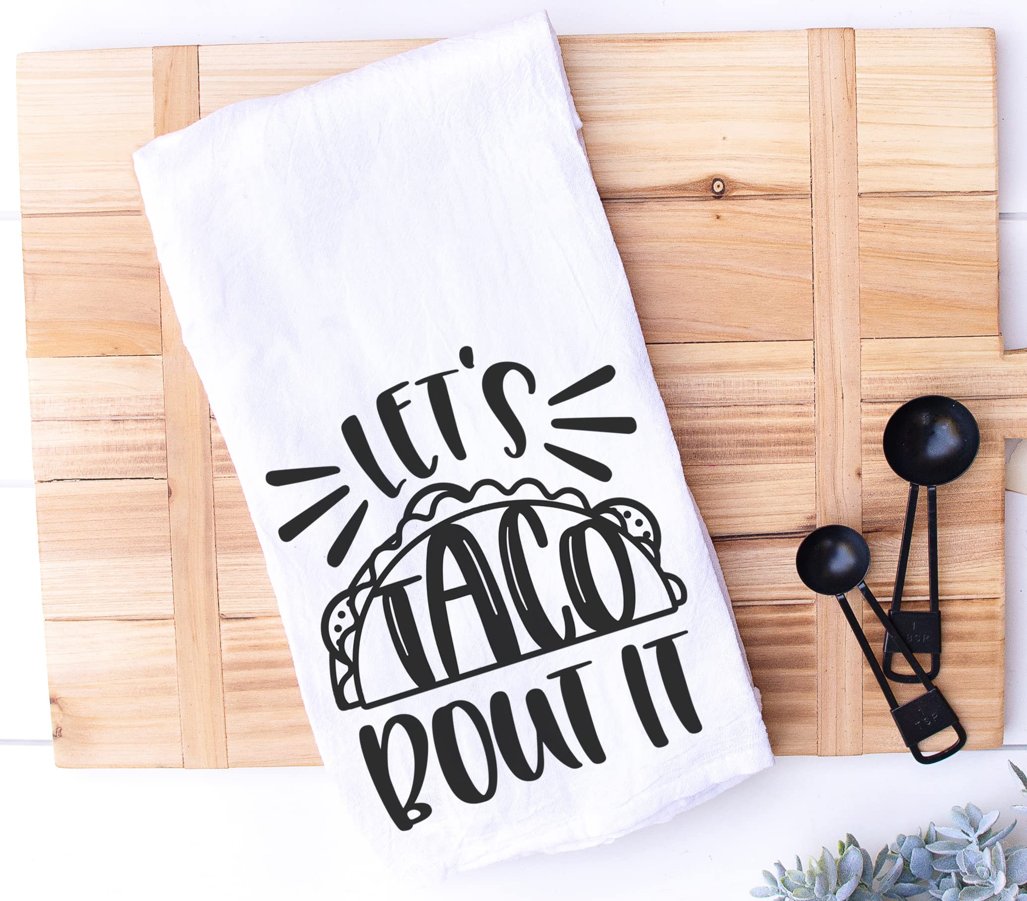 Handmade Funny Kitchen Towel - Let's Taco Bout It Funny Taco Puns Hand Towel for Taco Lovers - 28x28 Inch Perfect for Chef Housewarming Christmas Mother’s Day Birthday Gift (Lets Taco Bout It)