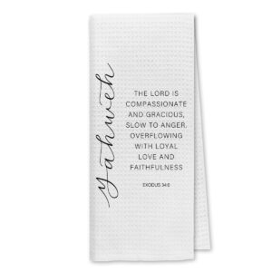 Dibor Christian Kitchen Towels Dish Towels Dishcloth,Bible Verse Scripture Exodus 34:6 Decorative Absorbent Drying Cloth Hand Towels Tea Towels for Bathroom Kitchen,Christian Girls Women Gifts