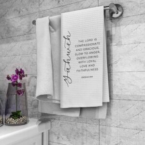 Dibor Christian Kitchen Towels Dish Towels Dishcloth,Bible Verse Scripture Exodus 34:6 Decorative Absorbent Drying Cloth Hand Towels Tea Towels for Bathroom Kitchen,Christian Girls Women Gifts