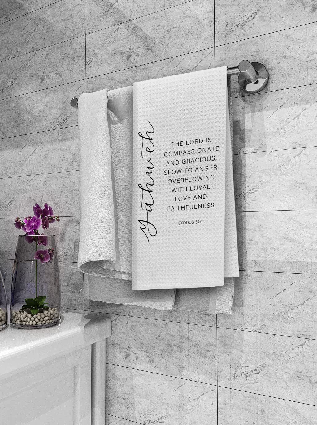 Dibor Christian Kitchen Towels Dish Towels Dishcloth,Bible Verse Scripture Exodus 34:6 Decorative Absorbent Drying Cloth Hand Towels Tea Towels for Bathroom Kitchen,Christian Girls Women Gifts