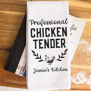 CANARY ROAD Personalized Professional Chicken Tender Gift, Kitchen Towel Waffle Weave, Chicken Lover Gift, Chicken Lady Decor, Farmhouse Decor, Backyard Farmer Gift, Chicken Mom Gift