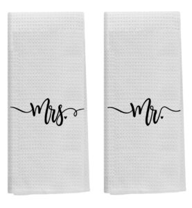knibeo mr and mrs hand towels set - mr and mrs gifts, 2 pieces 16 x 24 inch hand towels, wedding gifts for couple, couple bathroom decor, anniversary couples gifts