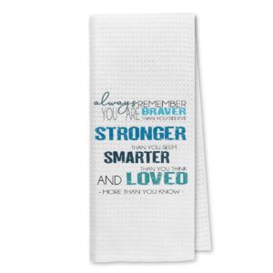 dibor always remember you are braver than you believe kitchen towels dish towels dishcloth,encouragement saying decorative absorbent drying cloth hand towels tea towels for bathroom kitchen