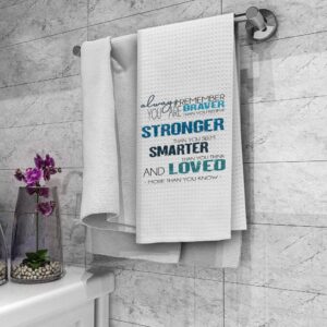 Dibor Always Remember You are Braver Than You Believe Kitchen Towels Dish Towels Dishcloth,Encouragement Saying Decorative Absorbent Drying Cloth Hand Towels Tea Towels for Bathroom Kitchen