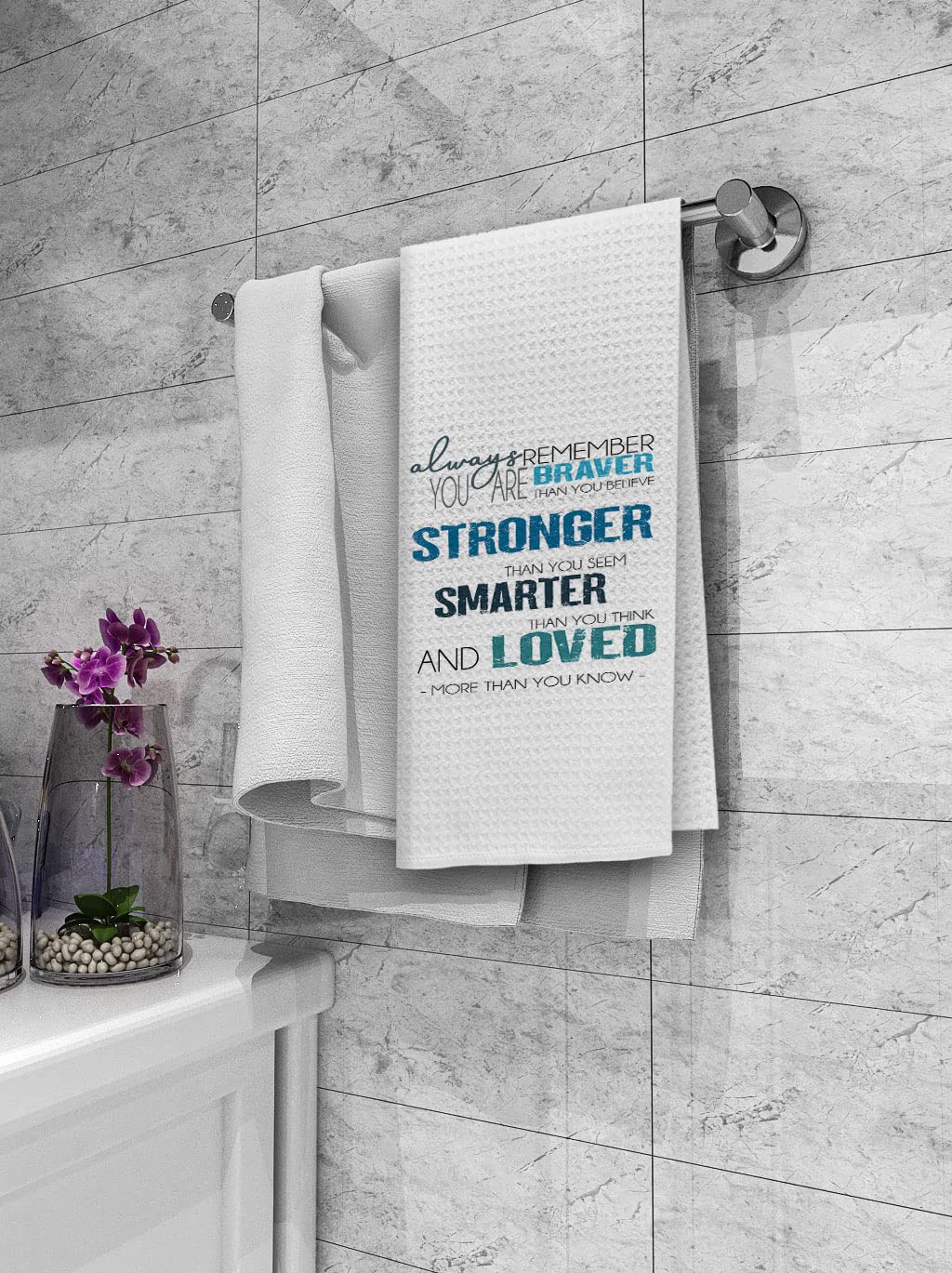 Dibor Always Remember You are Braver Than You Believe Kitchen Towels Dish Towels Dishcloth,Encouragement Saying Decorative Absorbent Drying Cloth Hand Towels Tea Towels for Bathroom Kitchen