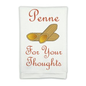 italian cooking pasta-themed kitchen towel - penne for your thoughts -16x25 inches